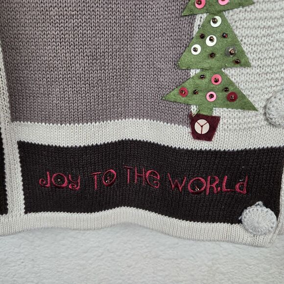 CJ Banks Limited Edition 2010 2X Christmas Tree Cardigan Sweater Beads Sequins - Picture 6 of 8
